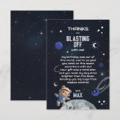 Verjaardagskaart bedanken astronaut in de buitenru bedankkaart (Voorkant / Achterkant)