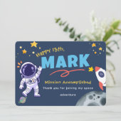 Verjaardagskaart bedanken voor Space Explorer Bedankkaart (Staand voorkant)