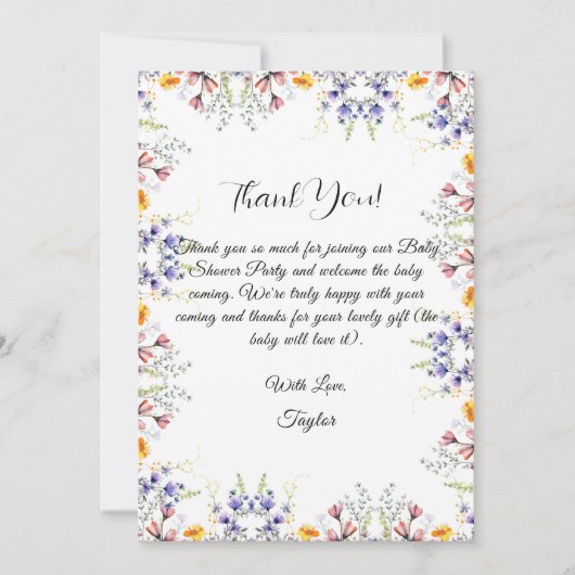 Verjaardagskaart bedanken Wildflower Baby Shower Kaart (Voorkant)