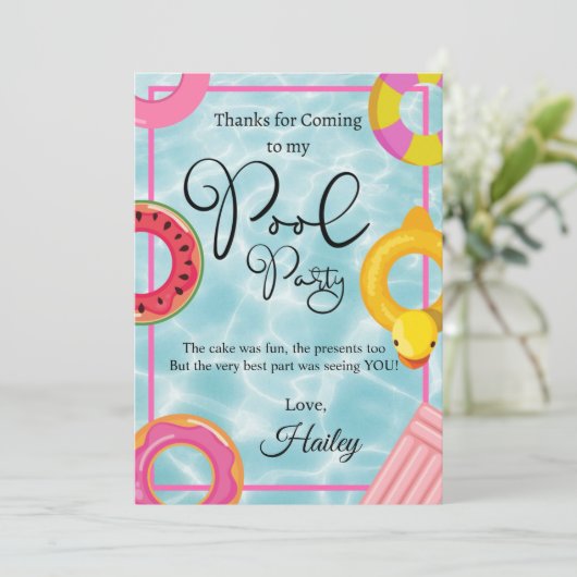 Verjaardagskaart bedanken zwembandje bedankkaart (Staand voorkant)