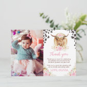 Verjaardagskaart bedankt Highland Cow feestje (Staand voorkant)