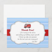 Verjaardagskaart bedankt voor brandweerwagen (Voorkant / Achterkant)