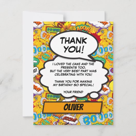 Verjaardagskaart bedankt voor Comic Book Superheld (Voorkant)