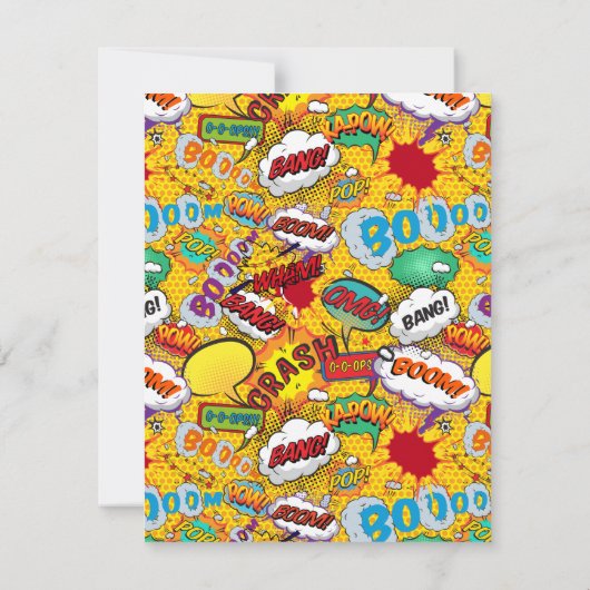 Verjaardagskaart bedankt voor Comic Book Superheld (Achterkant)