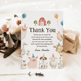 Verjaardagskaart bedankt voor Cute Farm Animals Kaart