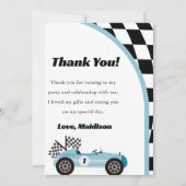 Verjaardagskaart bedankt voor race-autothema verja kaart (Voorkant)