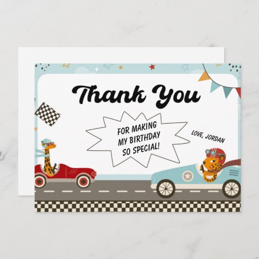 Verjaardagskaart bedankt voor Racing Car Engine Kaart (Voorkant / Achterkant)