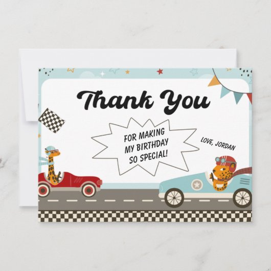 Verjaardagskaart bedankt voor Racing Car Engine Kaart (Voorkant)