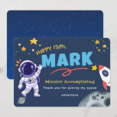 Verjaardagskaart bedankt voor Space Explorer (Voorkant / Achterkant)