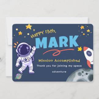 Verjaardagskaart bedankt voor Space Explorer
