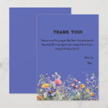 Verjaardagskaart bedankt voor Wildflowers Baby Sho