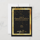 Verjaardagskaart bedankt zwart goud confetti (Achterkant)