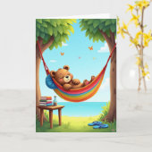 Verjaardagskaart Beer Hangmat Kaart (Gele Bloem)