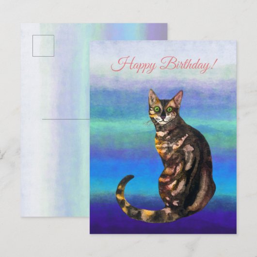 Verjaardagskaart Bengaalse Kat Briefkaart (Voorkant / Achterkant)