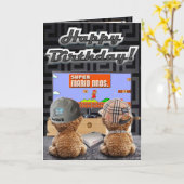 Verjaardagskaart beren spelen Mario Kaart (Gele Bloem)