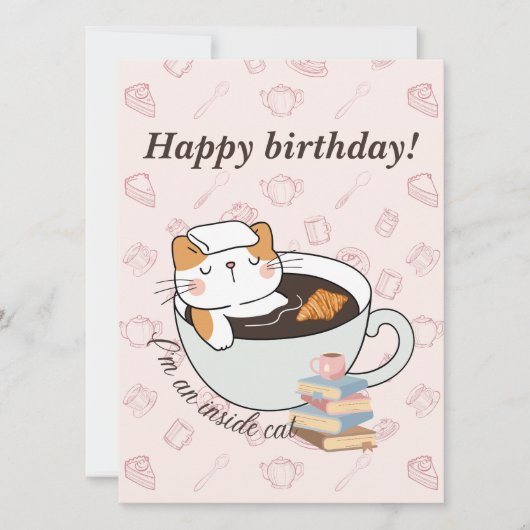 Verjaardagskaart Binnen in de katten spa (Voorkant)