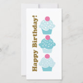 Verjaardagskaart Blauwe Cupcake (Voorkant)
