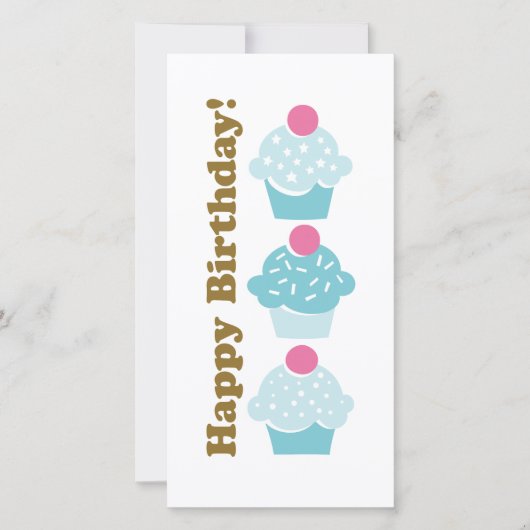 Verjaardagskaart Blauwe Cupcake (Voorkant)