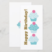 Verjaardagskaart Blauwe Cupcake (Voorkant / Achterkant)