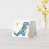 Verjaardagskaart - Blauwe Dino Kaart (Gele Bloem)