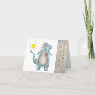 Verjaardagskaart - Blauwe Dino Ontwerp 2 Kaart