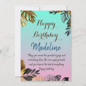 verjaardagskaart blauwe gradiënt kaart (Voorkant)