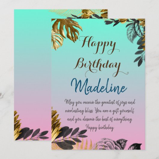  verjaardagskaart blauwe gradiënt kaart (Voorkant / Achterkant)