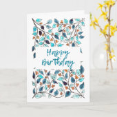 Verjaardagskaart Blauwgroene Wingerd Kaart (Gele Bloem)