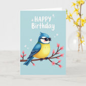 Verjaardagskaart Blue Bird Kaart (Gele Bloem)