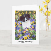 Verjaardagskaart - Border Collie Pup and Flowers Kaart (Gele Bloem)