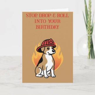 Verjaardagskaart brandweerman hond kaart