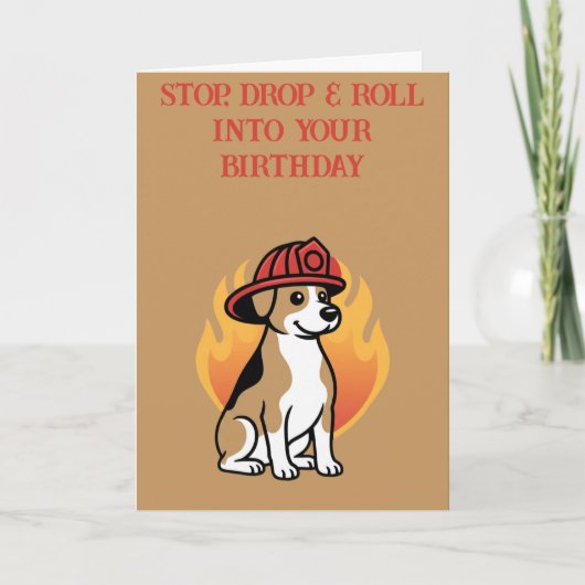 Verjaardagskaart brandweerman hond kaart (Voorkant)