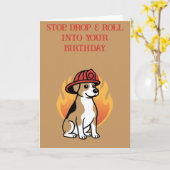 Verjaardagskaart brandweerman hond kaart (Gele Bloem)