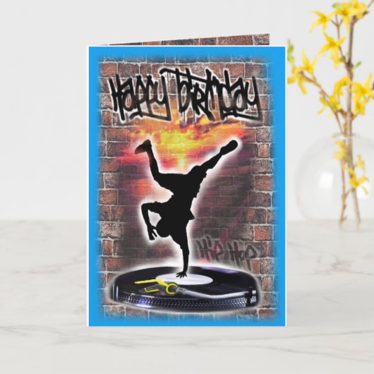 Verjaardagskaart breakdancer kaart (Gele Bloem)