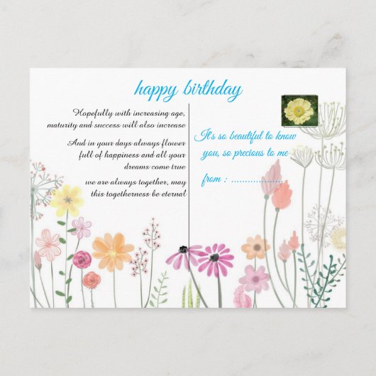 verjaardagskaart briefkaart (Achterkant)