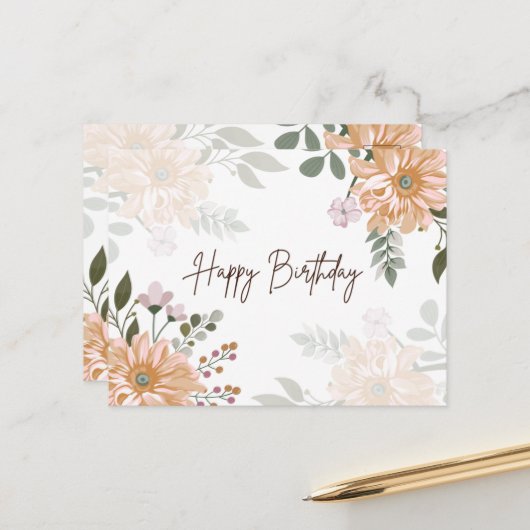 Verjaardagskaart Briefkaart (Voorkant / Achterkant in situ)