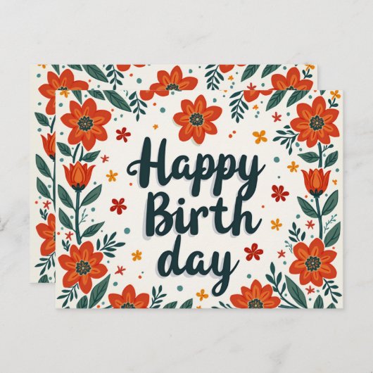 Verjaardagskaart. Briefkaart (Voorkant / Achterkant)