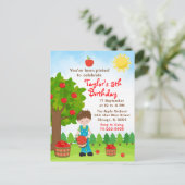 Verjaardagskaart Bruine Haar Jongen Appel Plukken Briefkaart (Staand voorkant)