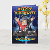 Verjaardagskaart cartoon DJ Kaart (Gele Bloem)