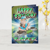 Verjaardagskaart cartoon DJ Kaart (Gele Bloem)