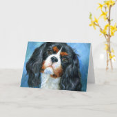 Verjaardagskaart Cavalier King Charles Spaniel Kaart (Gele Bloem)