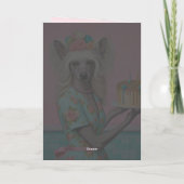 Verjaardagskaart | Chinese Crested hond 3e verjaar Kaart (Achterkant)