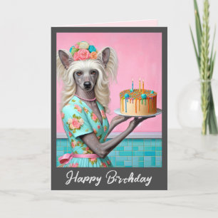 Verjaardagskaart   Chinese Crested hond 3e verjaar Kaart