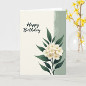 Verjaardagskaart Cream Leaf Kaart (Gele Bloem)