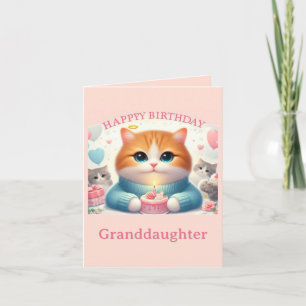 Verjaardagskaart Cute Cat voor kleindochter Kaart