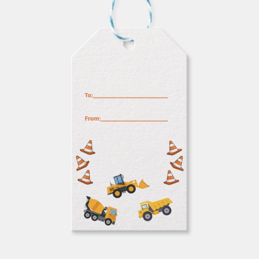 Verjaardagskaart Cute Construction Truck Cadeaulabel (Voorkant)