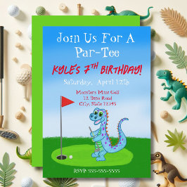 Verjaardagskaart Cute Dinosaur Golf Thema 7e Verja Kaart