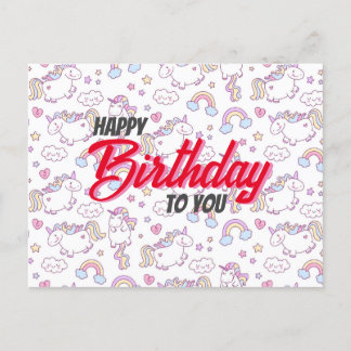 verjaardagskaart cute eenhoorn briefkaart