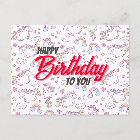 verjaardagskaart cute eenhoorn briefkaart (Voorkant)