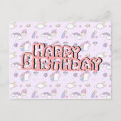 Verjaardagskaart cute eenhoorn roze briefkaart (Voorkant)